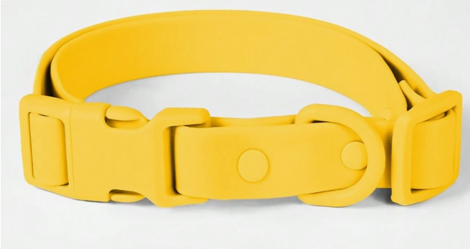 COLLAR DE PERRO DE GOMA SUAVE RESISTENTE AL AGUA COLOR AMARILLO TALLA S