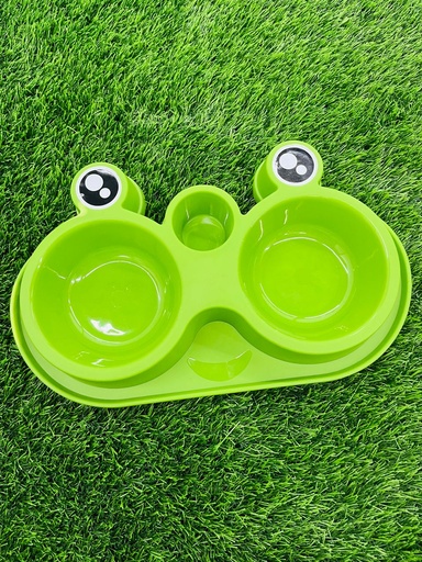 [005] Plato Doble De Comida Y Agua Para Mascotas Con Bowls Extraibles Con Forma De Rana Colores Variados