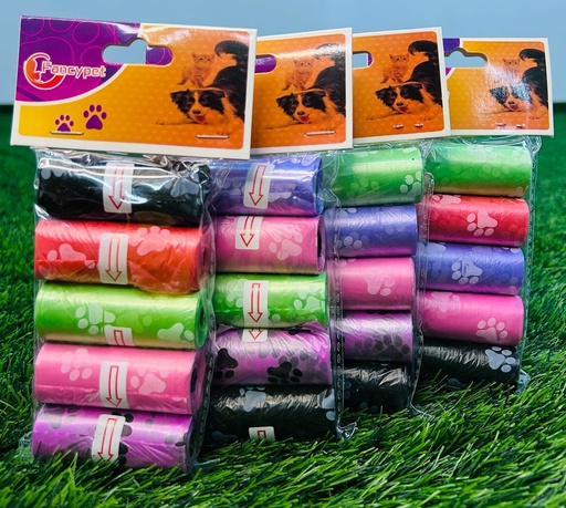 [029] Paquete De Bolsas Para Heces De 5 Unidades Fancypet Colores Variados