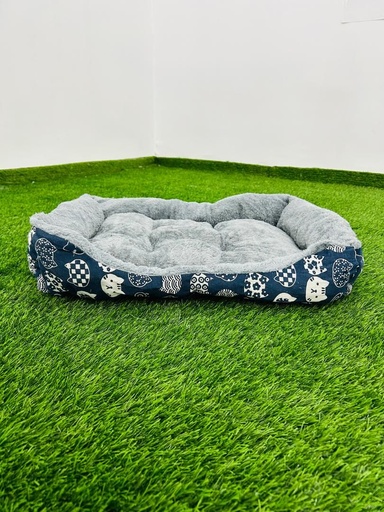 [051] Cama Para Mascota Color Azul Con Motivo De Gatico 30cm X 45cm