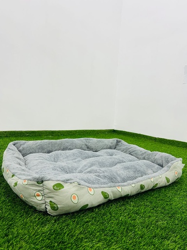 [057] Cama Para Mascotas Color Gris Con Motivo De Aguacates 45cm X 60cm