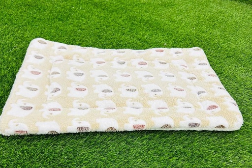 [087] Cama Para Mascotas Color Blanco Con Motivo De Elefantes 50cm X 70cm