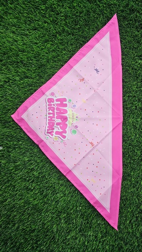 [1001] Pañuelo Con Estampado De Happy Birthday Color Rosa