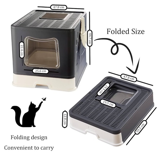 [1002] Caja De Arena Para Gatos De Gran Tamaño Con Acceso Doble Para Gatos De Hasta 6kg Viene Con Pala