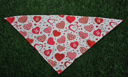 [1025] Bandana San Valentin Fondo Blanco Corazon
