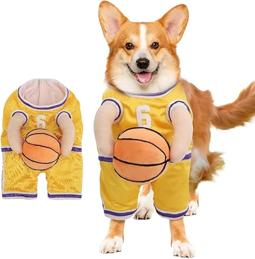 [1084] Disfraz De Basquetbolista Amarillo Para Mascotas Talla M