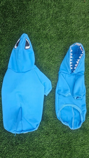 [1163] Sudadera Con Capucha En Forma De Tiburon Color Azul Tallas Varias
