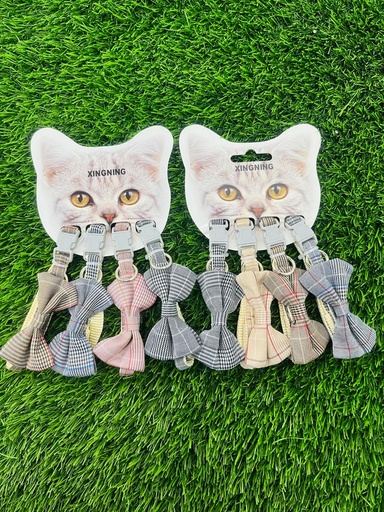 [167] Lazos Para Gatos Patron De Rayas Y Cuadros Colores Variados 4 Unidades
