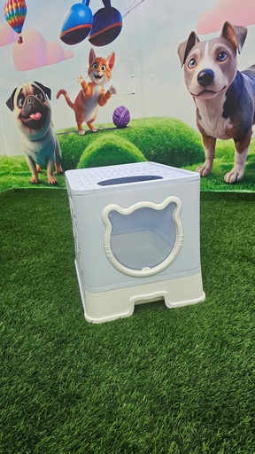 [203] Arenero Cerrado Pequeño Con Diseño De Gato Para Gatos Color Azul