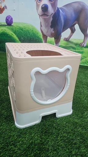 [204] Arenero Cerrado Pequeño Con Diseño De Gato Para Gatos Color Rosado