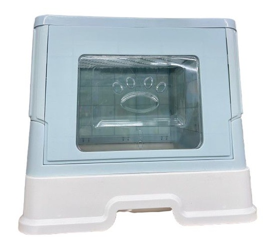 [207] Arenero Cerrado Con Diseño De Huella Para Gatos Color Azul