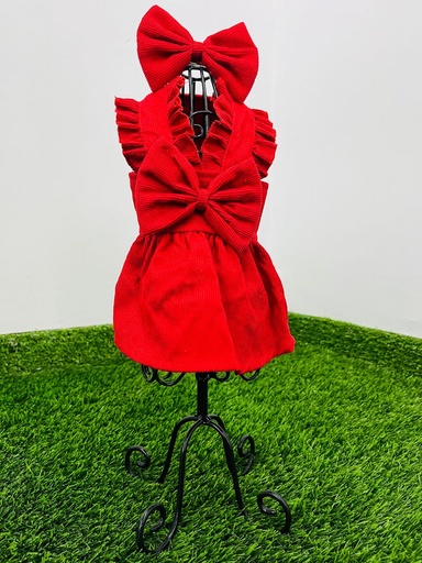 [303] Vestido De Pana Rojo Con Gancho Para La Cabeza Talla M