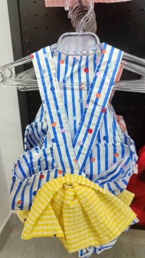 [315] Pechera De Rayas Y Motas Con Lazo Y Correa Talla XXL Colores Variados