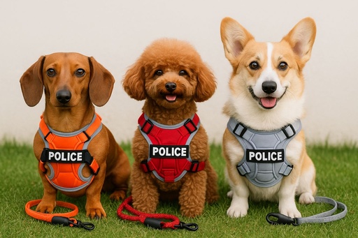 [359] Pechera Para Perro Con Motivo De Policia Color Naranja Talla XL