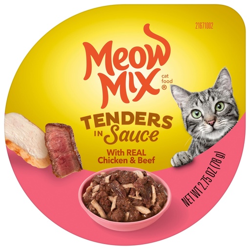 [410] Meow Mix Tender Favorites Chicken & Beef In Sauce 2.75 Oz / 78g (Roja)