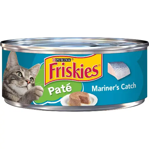 [466] Comida Enlatada Para Gatos Friskie Mariner's Catch Pate 156g (Lata Azul Oscuro/Verde)