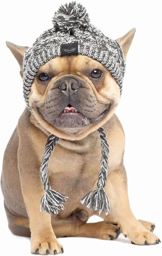 [550] Gorro Tejido Con Pom Pom Para Mascotas Talla L