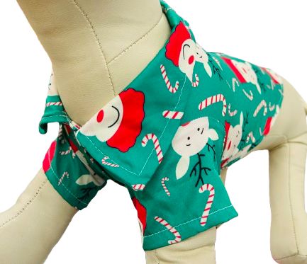 [560] Camisa De Poliester Con Estampado Navideño Para Mascota Talla L