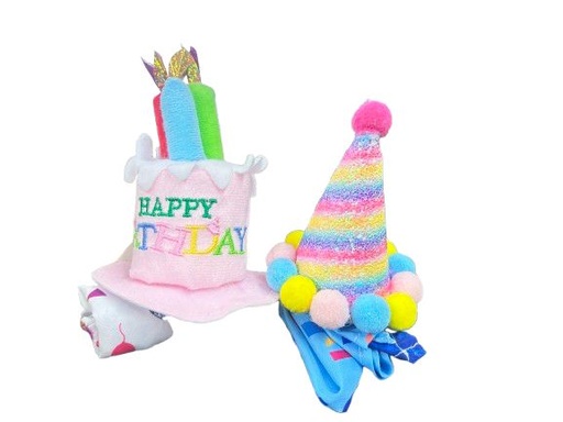 [639] Set De Cumpleaños Para Mascotas Pañuelo Y Gorro