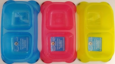 [755] Tazones Para Mascotas Divididos De Plástico Brillante, 11,25 X 6,625 X 2 Pulgadas.