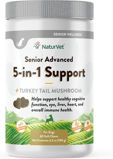 [811] Naturvet Suplemento Para Perros Senior 5 En 1 60 Pastillas Masticables