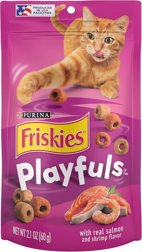 [877] Friskies Playfuls Golosinas Para Gatos, Salmon Y Camarones 2.1 Oz