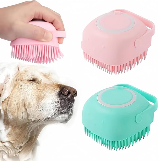 [917] Cepillo De Shampoo Para Mascotas De Silicona Suave Y Seguro