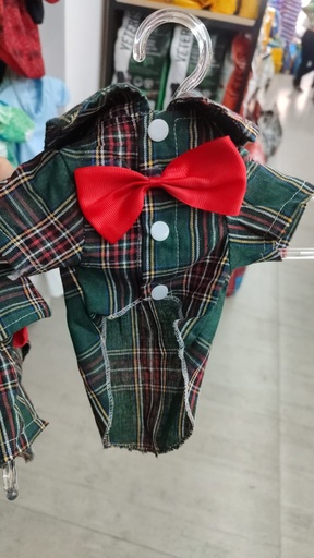 [981] Camisa De Cuadros Con Lazo Para Mascotas Tallas Varias