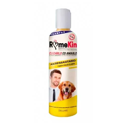 [90705] Shampoo Para Perros Anti Parasitario Para Pelo Claro 500ml Romekin