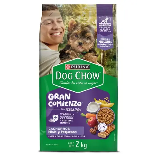 [24035] Perrarina Dog Chow Para Cachorros Minis Y Pequenos Sabor A Carne, Pollo Fruta Y Leche 2 Kg