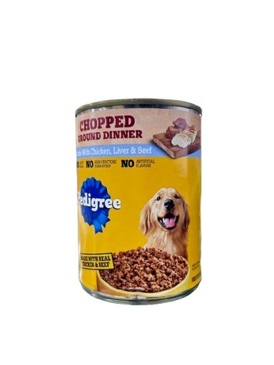 [1271] Pedigree Chopped Ground Dinner Chicken, Liver, Beef 375g - 13.2 Oz