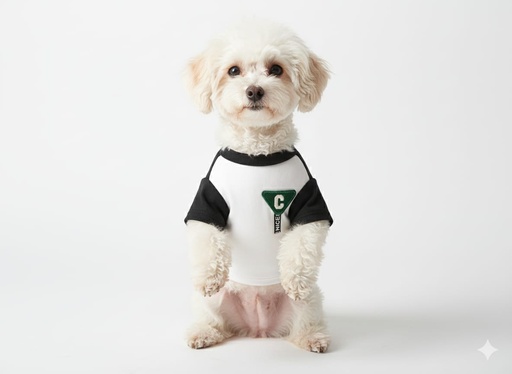 [20320] ROPA PARA MASCOTAS LIVIANA BLANCO CON NEGRO TALLA M