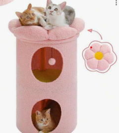 [1309] Flower Cat House Torre Pequena Para Gatos De 2 Niveles