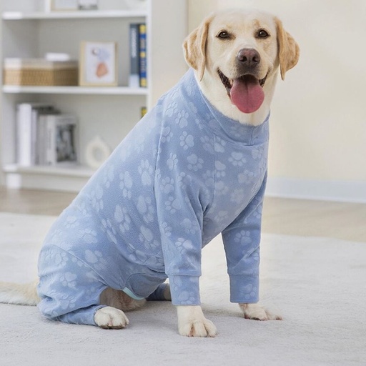 [1311] Pijama Suave Con Estampado De Huellitas En Color Azul Tallas Varias