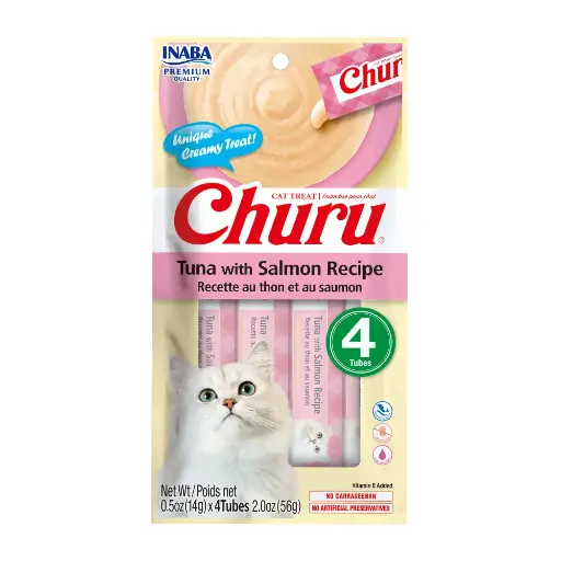 [1320] Inaba Churu Tuna With Salmon Cat Treats Variety Bag 0.5 Oz 4 Tubes
