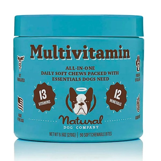 [1344] Natural Dog Multivitaminico para Perros 270g 90 Tabletas Masticables