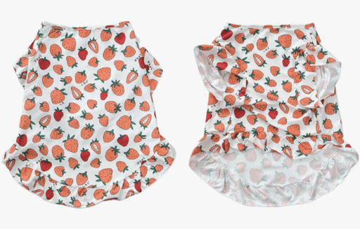 [1663] VESTIDO CON ESTAMPADO DE FRESAS PARA PERROS MEDIANOS Y GRANDES TALLAS VARIAS