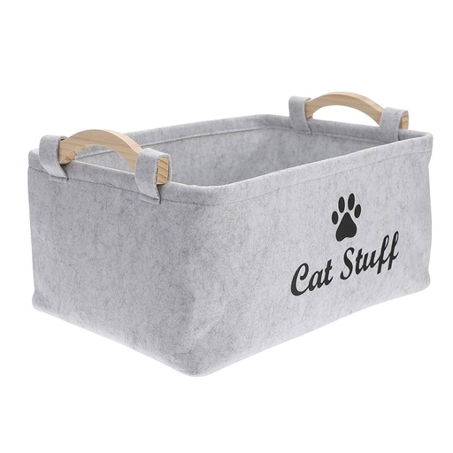 [1676] CESTA DE ALMACENAMIENTO DE FIELTRO PARA JUGUETE DE MASCOTAS COLOR GRIS