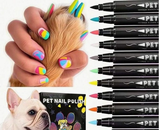 [1677] ESMALTE DE UÑAS PARA MASCOTAS DE APLICACIÓN FACIL Y SEGURA 12 COLORES