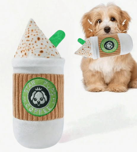 [1681] JUGUETE DE PELUCHE CON DISEÑO DE TAZA PARA MASCOTA