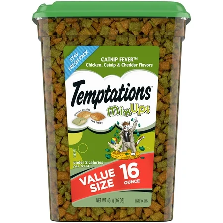 [1887] TEMPTATIONS CHEESE, CHICKEN AND CATNIP FLAVOR MIX-UPS CRUNCHY TREATS CAT TREATS 454G