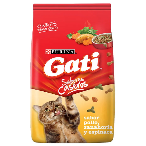 [1750] ALIMENTO PARA GATOS ADULTOS SABOR A POLLO CON ZANAHORIA Y ESPINACA GATSY PURINA 1 KG