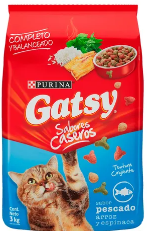 [1741] ALIMENTO PARA GATOS ADULTOS CON SABOR A PESCADO ARROZ Y ESPINACA GATSY PURINA 3KG