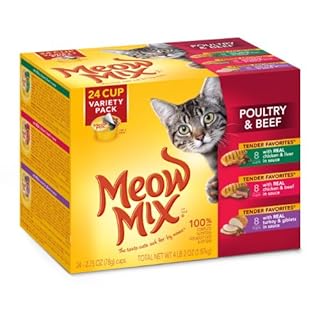 [1768] MEOW MIX POULTRY & BEEF VARIETY PACK 24 CUPS           