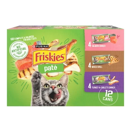 [1777] FRISKIES PURINA WET CAT FOOD PATE VARIETY PACK 5.5 OZ. 12 CANS