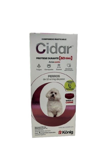 [1795] ANTIPARASITARIO PARA PERROS CIDAR 3.1 A 6 KG