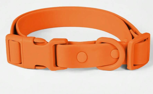 [2008] COLLAR DE PERRO DE GOMA SUAVE RESISTENTE AL AGUA COLOR NARANJA TALLA S