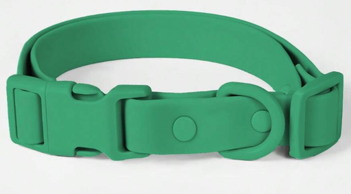 [2012] COLLAR DE PERRO DE GOMA SUAVE RESISTENTE AL AGUA COLOR VERDE OSCURO TALLA L